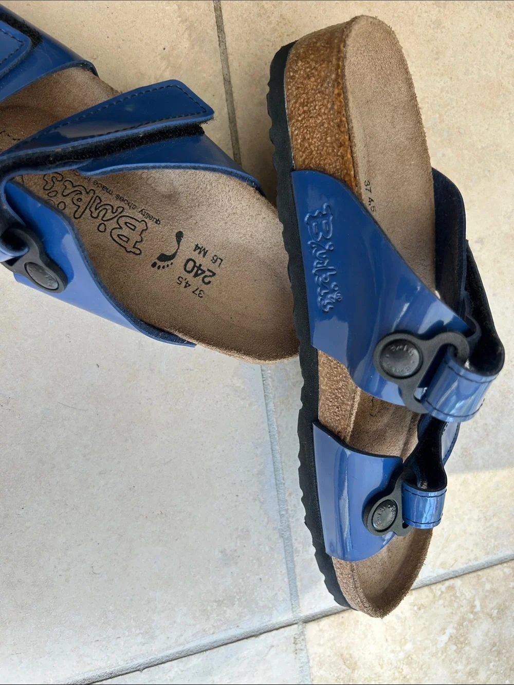 Birkenstock Blue Patent Two-Strap Women’s Sandals